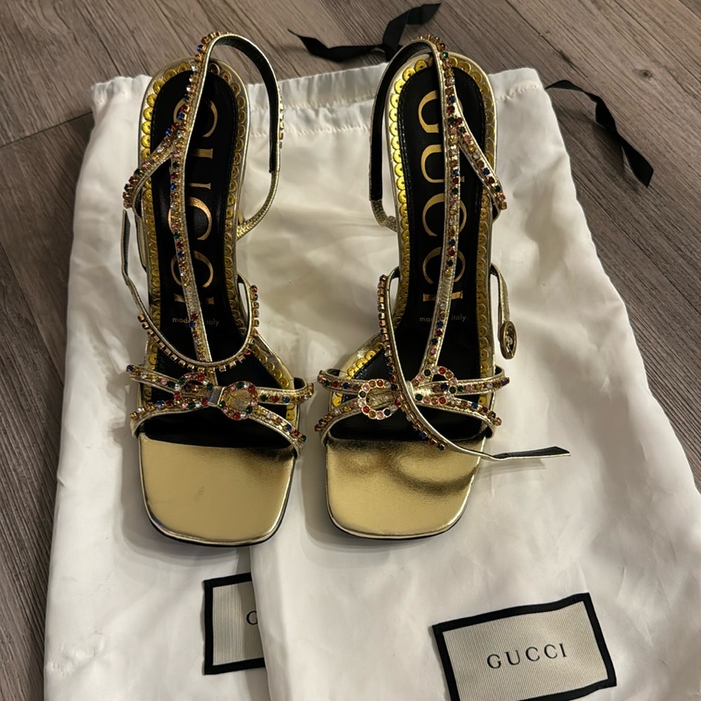 Authentic Gucci gold sandals